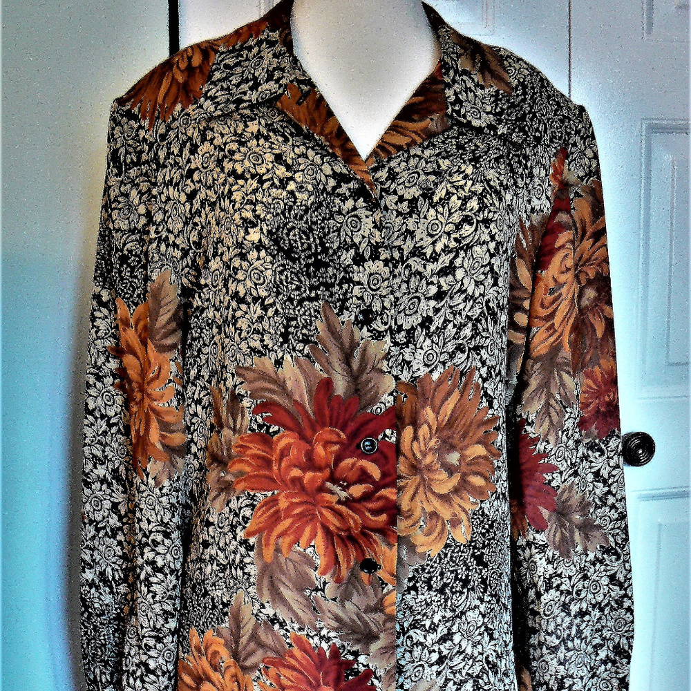 Virgo Long Sleeve Blouse Floral Size 16